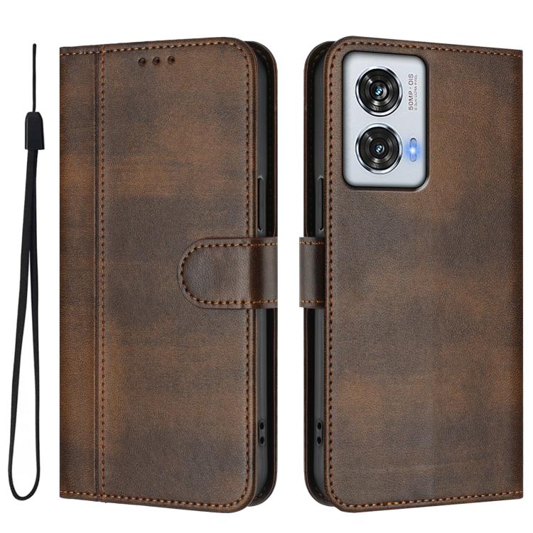 For Motorola Edge 50 Fusion 5G / Moto G85 Line Splicing Buckle Retro Leather Phone Case