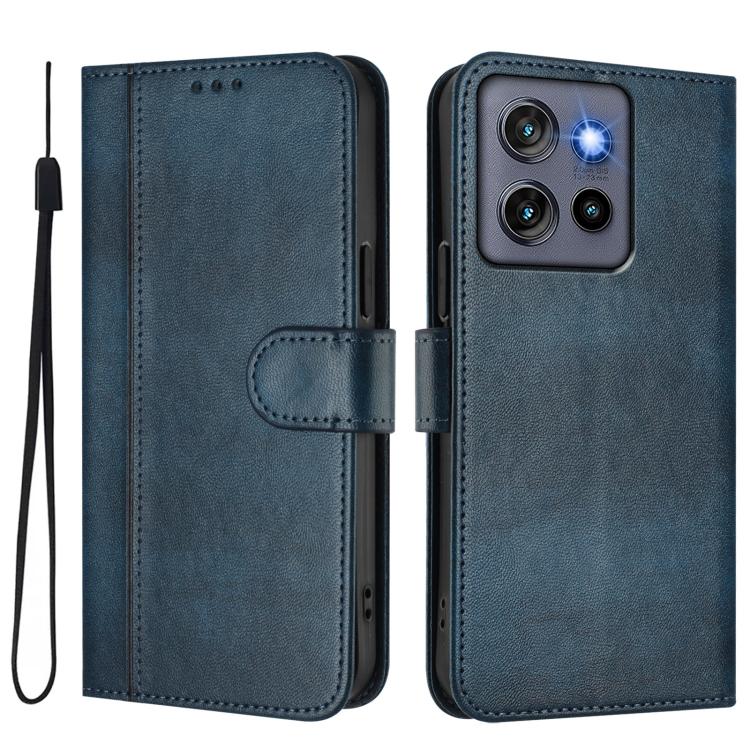 For Motorola Edge 50 Neo 5G Line Splicing Buckle Retro Leather Phone Case