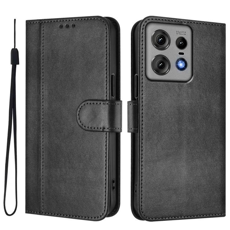 For Motorola Edge 50 Pro 5G Line Splicing Buckle Retro Leather Phone Case