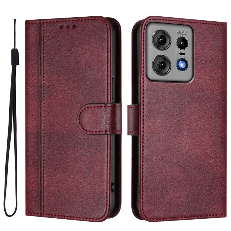 For Motorola Edge 50 Pro 5G Line Splicing Buckle Retro Leather Phone Case