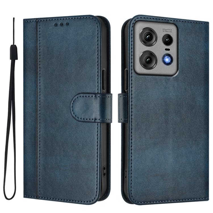 For Motorola Edge 50 Pro 5G Line Splicing Buckle Retro Leather Phone Case
