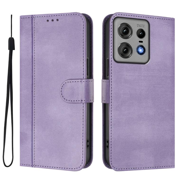 For Motorola Edge 50 Pro 5G Line Splicing Buckle Retro Leather Phone Case