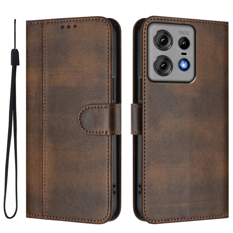 For Motorola Edge 50 Pro 5G Line Splicing Buckle Retro Leather Phone Case
