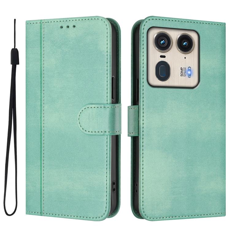 For Motorola Edge 50 Ultra 5G Line Splicing Buckle Retro Leather Phone Case