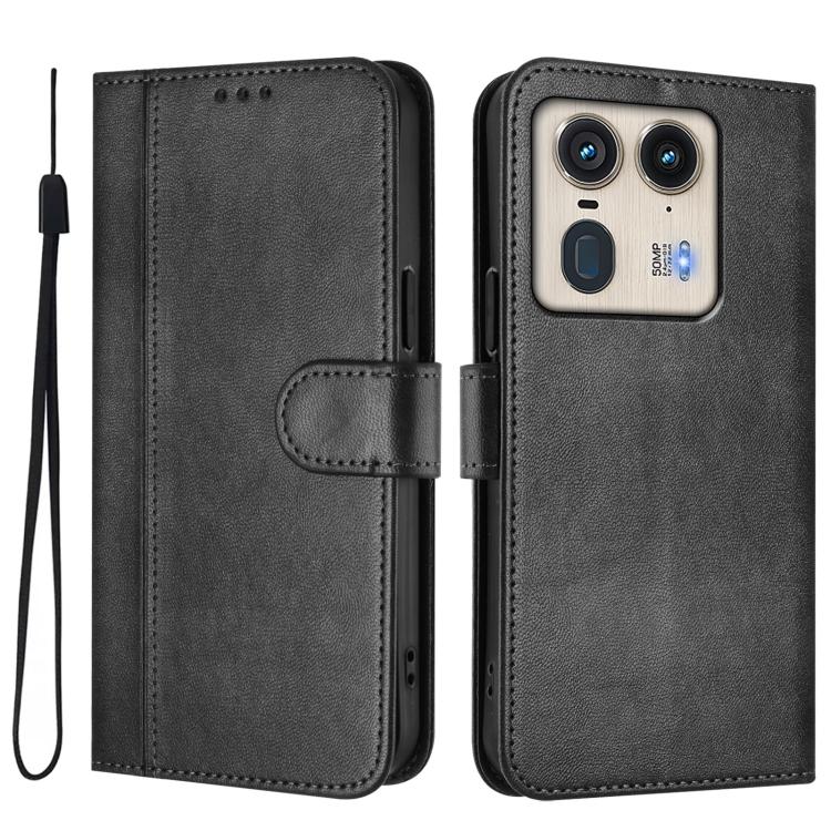 For Motorola Edge 50 Ultra 5G Line Splicing Buckle Retro Leather Phone Case