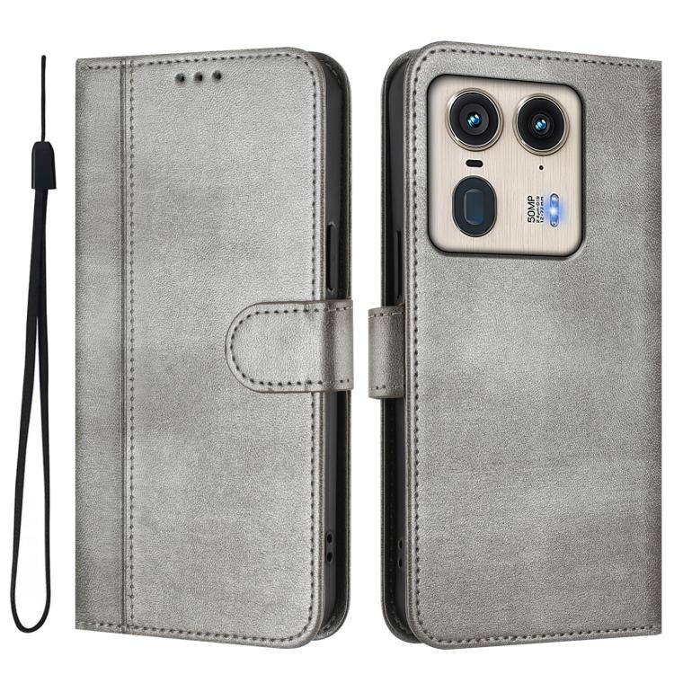 For Motorola Edge 50 Ultra 5G Line Splicing Buckle Retro Leather Phone Case