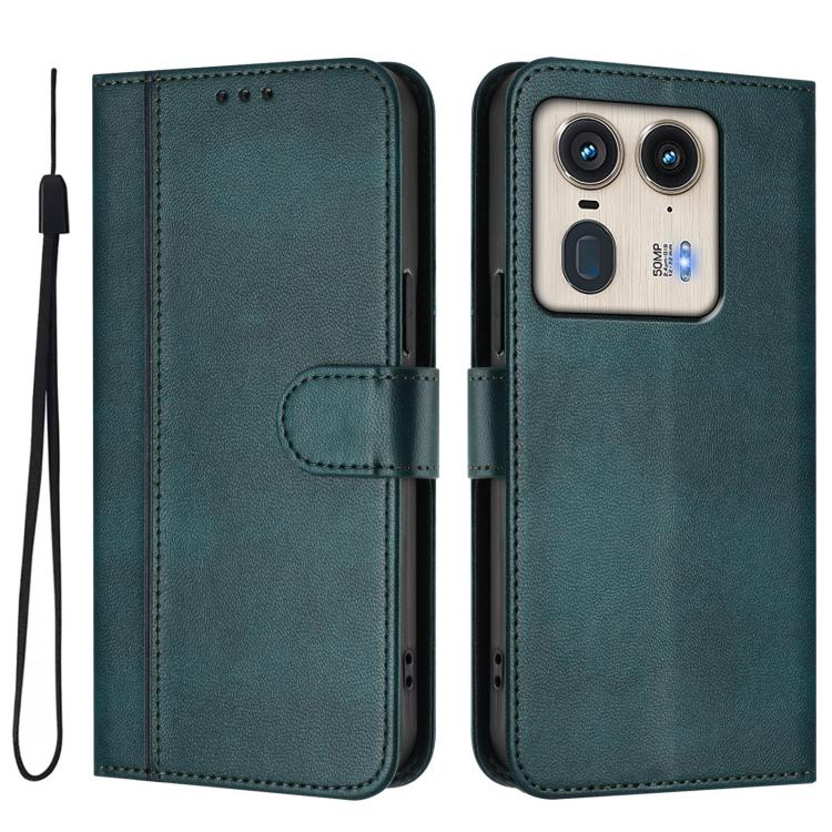 For Motorola Edge 50 Ultra 5G Line Splicing Buckle Retro Leather Phone Case