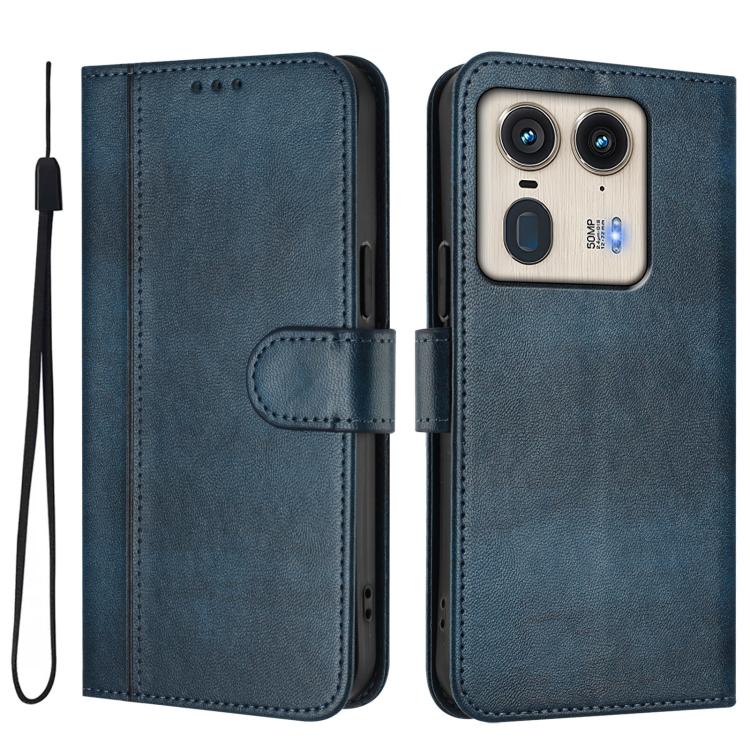 For Motorola Edge 50 Ultra 5G Line Splicing Buckle Retro Leather Phone Case