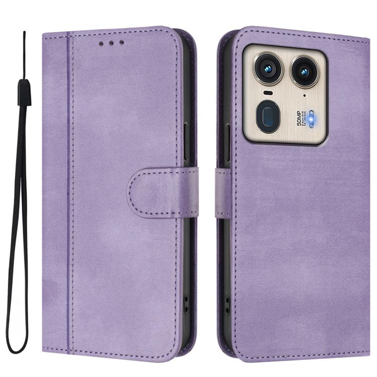 For Motorola Edge 50 Ultra 5G Line Splicing Buckle Retro Leather Phone Case