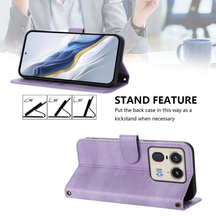 For Motorola Edge 50 Ultra 5G Line Splicing Buckle Retro Leather Phone Case