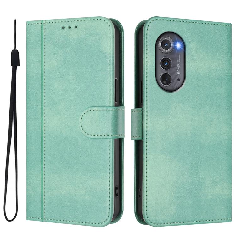 For Motorola Edge 2022 Line Splicing Buckle Retro Leather Phone Case