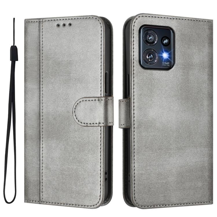 For Motorola Edge+ 2023 / Edge 40 Pro 5G Line Splicing Buckle Retro Leather Phone Case