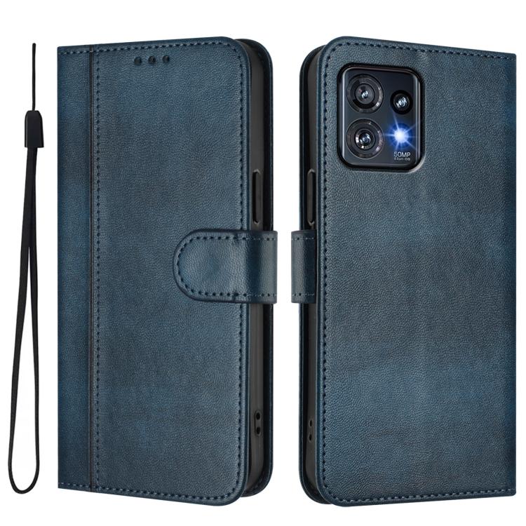 For Motorola Edge+ 2023 / Edge 40 Pro 5G Line Splicing Buckle Retro Leather Phone Case