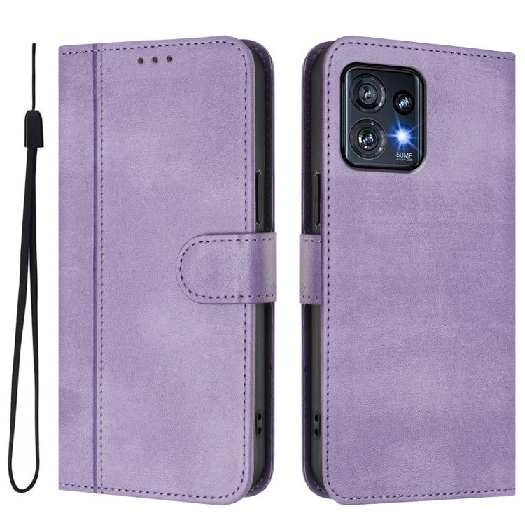 For Motorola Edge+ 2023 / Edge 40 Pro 5G Line Splicing Buckle Retro Leather Phone Case