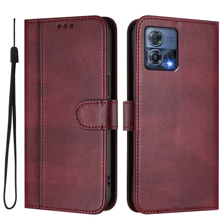 For Motorola Edge 30 Fusion / Moto S30 Pro Line Splicing Buckle Retro Leather Phone Case