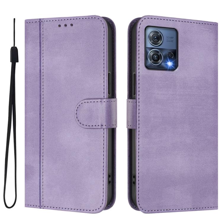 For Motorola Edge 30 Fusion / Moto S30 Pro Line Splicing Buckle Retro Leather Phone Case