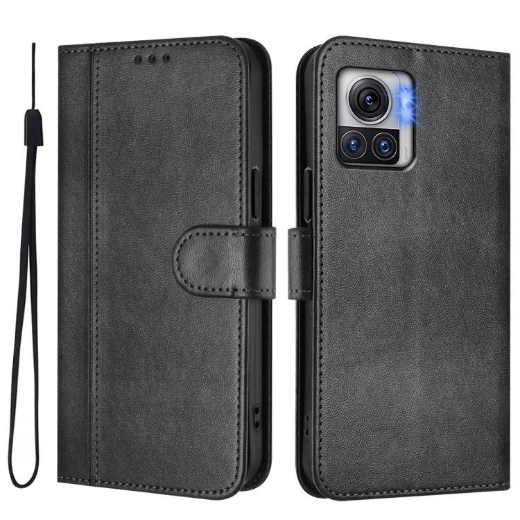 For Motorola Edge 30 Ultra / Moto X30 Pro 5G Line Splicing Buckle Retro Leather Phone Case