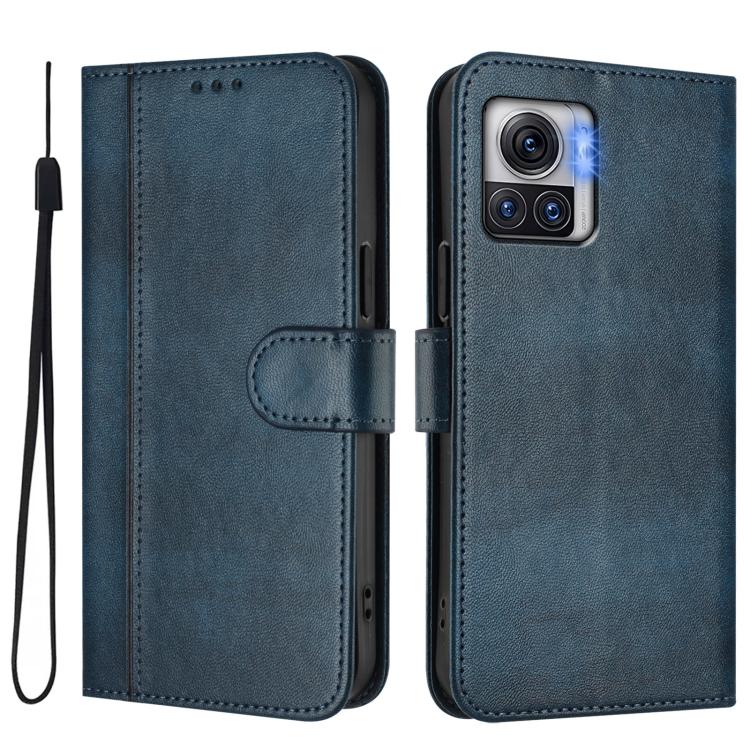 For Motorola Edge 30 Ultra / Moto X30 Pro 5G Line Splicing Buckle Retro Leather Phone Case