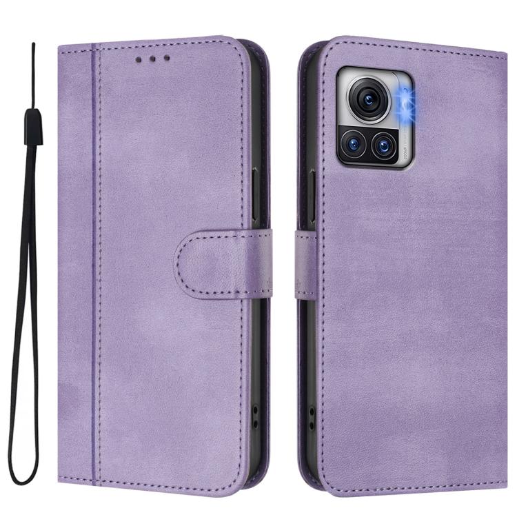 For Motorola Edge 30 Ultra / Moto X30 Pro 5G Line Splicing Buckle Retro Leather Phone Case