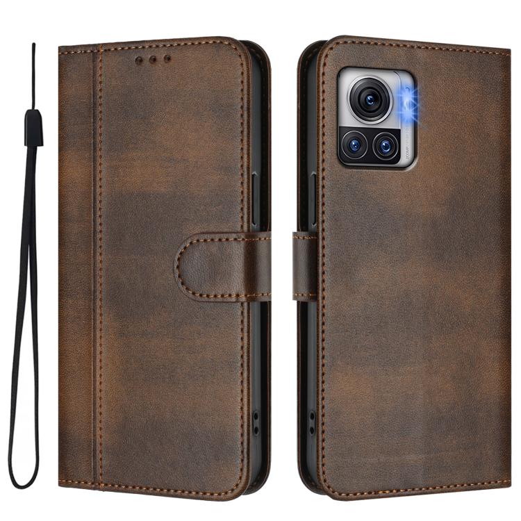 For Motorola Edge 30 Ultra / Moto X30 Pro 5G Line Splicing Buckle Retro Leather Phone Case