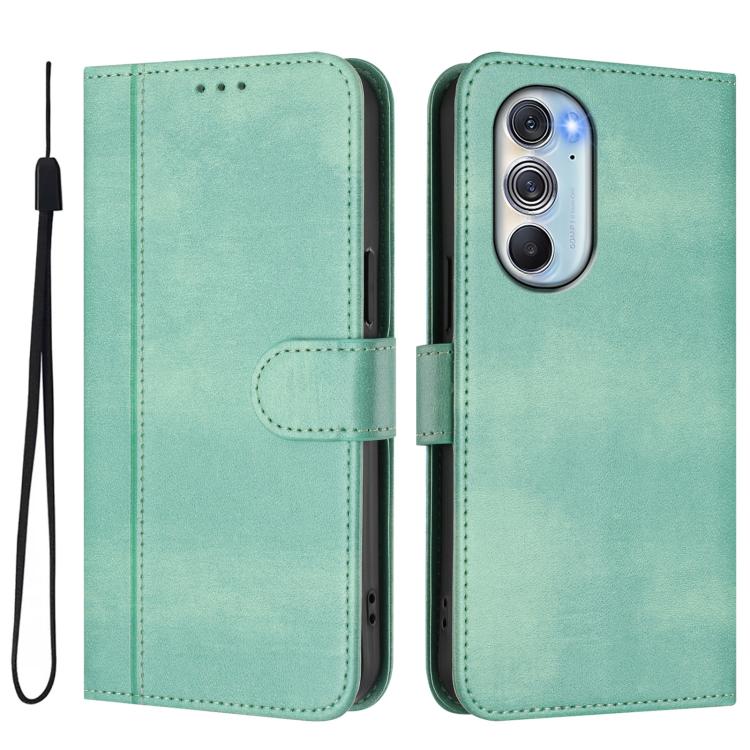 For Motorola Edge X30 5G / Edge 30 Pro Line Splicing Buckle Retro Leather Phone Case