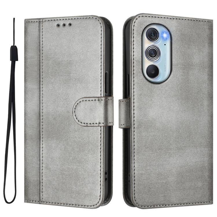 For Motorola Edge X30 5G / Edge 30 Pro Line Splicing Buckle Retro Leather Phone Case