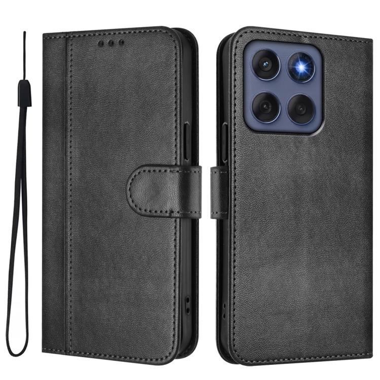 For Motorola Edge 60 Fusion Line Splicing Buckle Retro Leather Phone Case