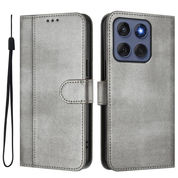 For Motorola Edge 60 Fusion Line Splicing Buckle Retro Leather Phone Case