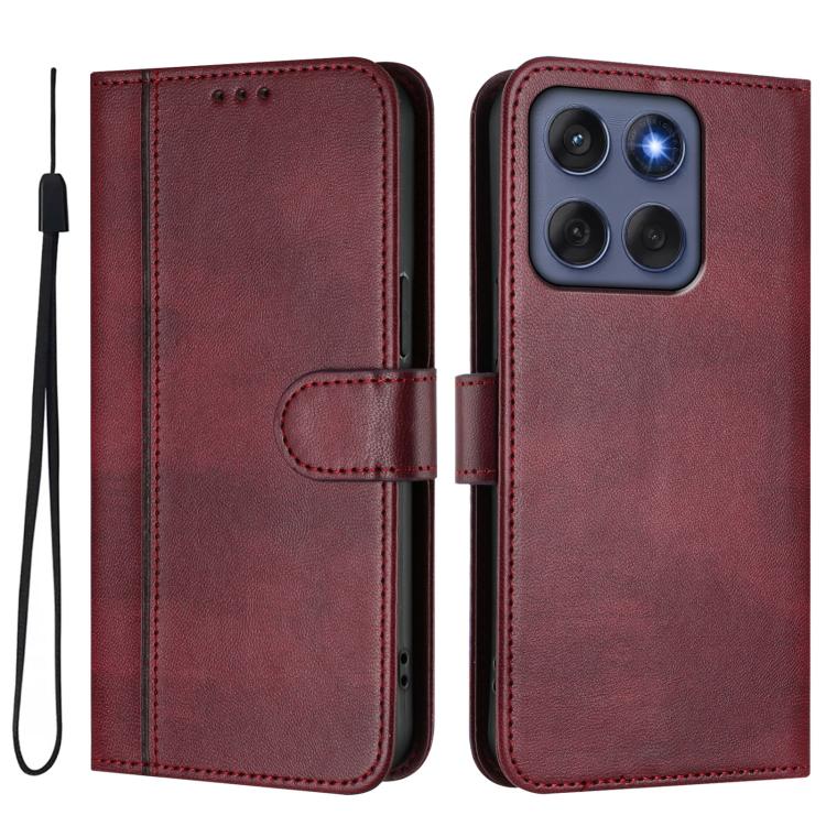 For Motorola Edge 60 Fusion Line Splicing Buckle Retro Leather Phone Case