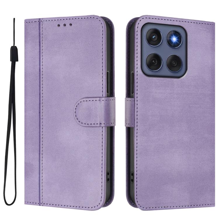 For Motorola Edge 60 Fusion Line Splicing Buckle Retro Leather Phone Case