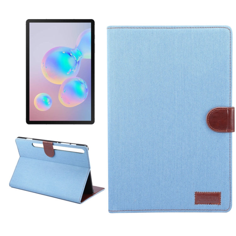 For Samsung Galaxy Tab S8+ / Tab S8 Plus /  Tab S7 FE / Tab S7+ / T970 Denim Texture PC Horizontal Flip Leather Protective Case, with Holder & Card Slots & Wallet & Photo Frame & Sleep / Wake-up Function(Light Blue)