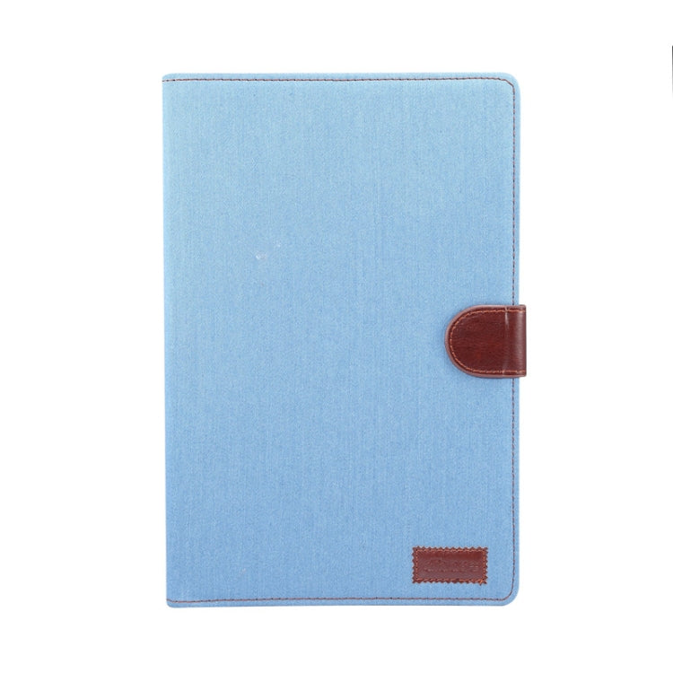 For Samsung Galaxy Tab S8+ / Tab S8 Plus /  Tab S7 FE / Tab S7+ / T970 Denim Texture PC Horizontal Flip Leather Protective Case, with Holder & Card Slots & Wallet & Photo Frame & Sleep / Wake-up Function(Light Blue)