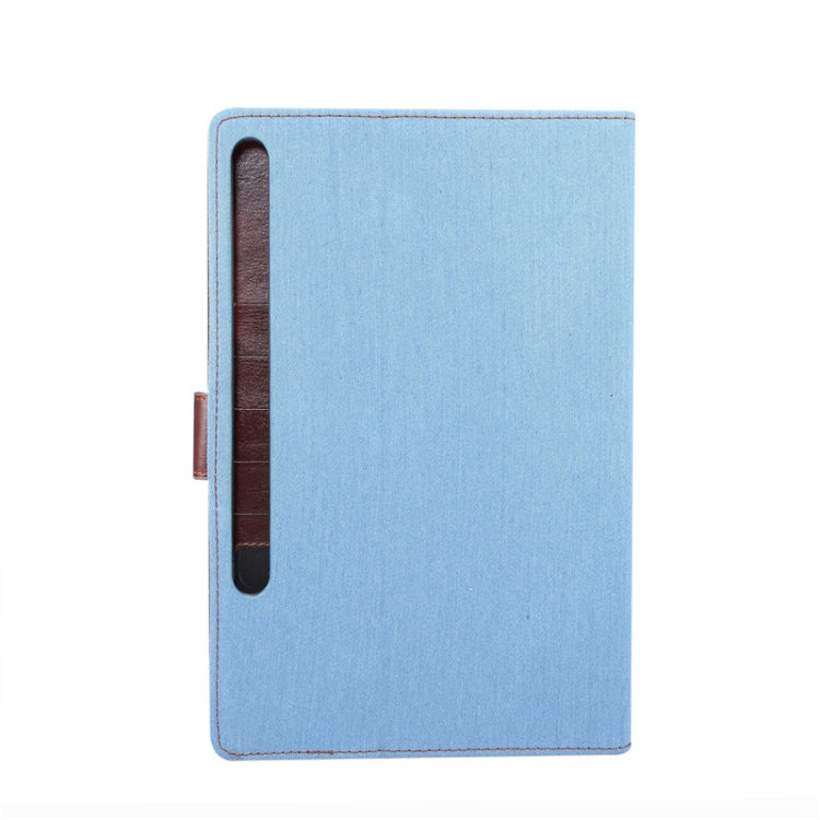 For Samsung Galaxy Tab S8+ / Tab S8 Plus /  Tab S7 FE / Tab S7+ / T970 Denim Texture PC Horizontal Flip Leather Protective Case, with Holder & Card Slots & Wallet & Photo Frame & Sleep / Wake-up Function(Light Blue)