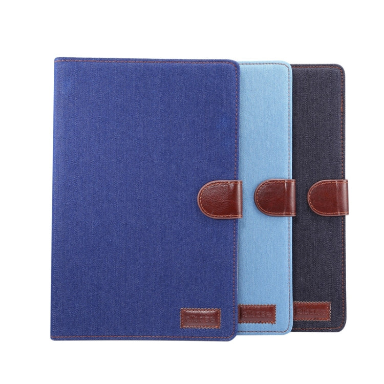 For Samsung Galaxy Tab S8+ / Tab S8 Plus /  Tab S7 FE / Tab S7+ / T970 Denim Texture PC Horizontal Flip Leather Protective Case, with Holder & Card Slots & Wallet & Photo Frame & Sleep / Wake-up Function(Light Blue)