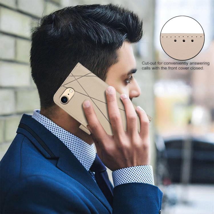 For iPhone 6 / 7 / 8 / SE Geometric Pattern RFID Leather Phone Case