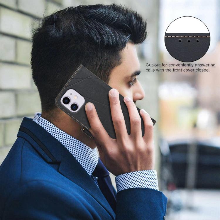 For iPhone 11 Geometric Pattern RFID Leather Phone Case