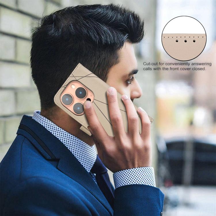 For iPhone 12 Pro Max Geometric Pattern RFID Leather Phone Case