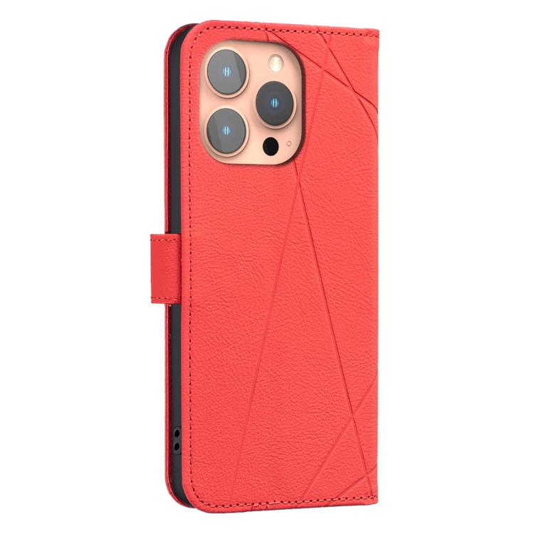For iPhone 12 Pro Max Geometric Pattern RFID Leather Phone Case