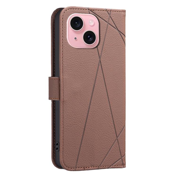 For iPhone 13 / 14 Geometric Pattern RFID Leather Phone Case