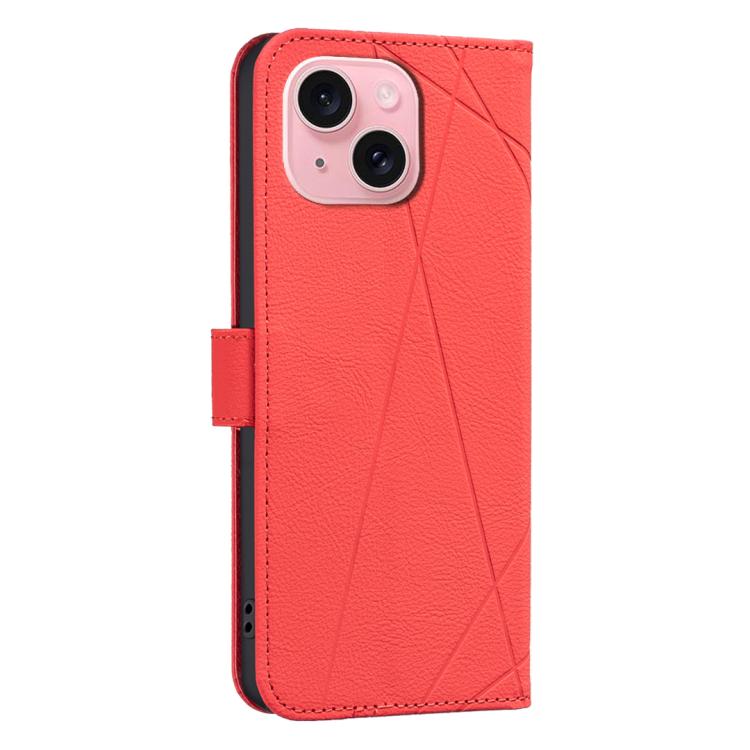 For iPhone 13 / 14 Geometric Pattern RFID Leather Phone Case