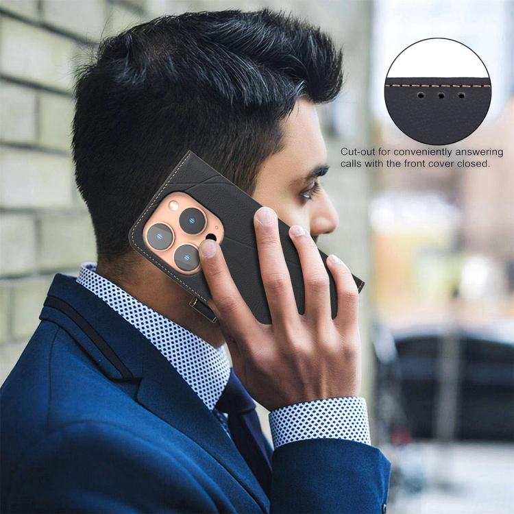 For iPhone 13 Pro Geometric Pattern RFID Leather Phone Case