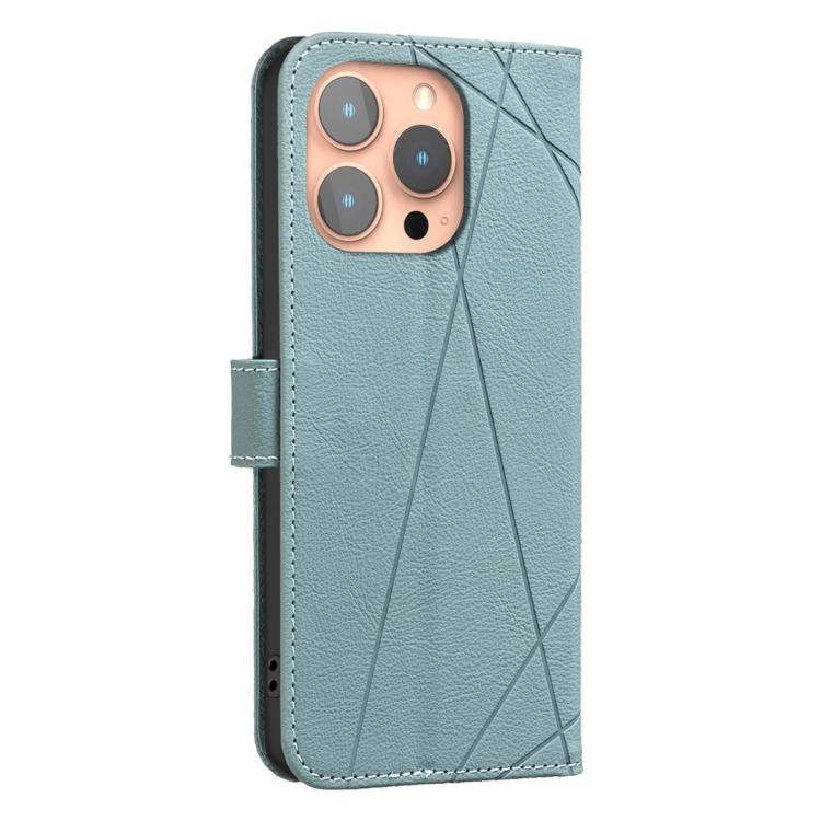 For iPhone 13 Pro Max Geometric Pattern RFID Leather Phone Case
