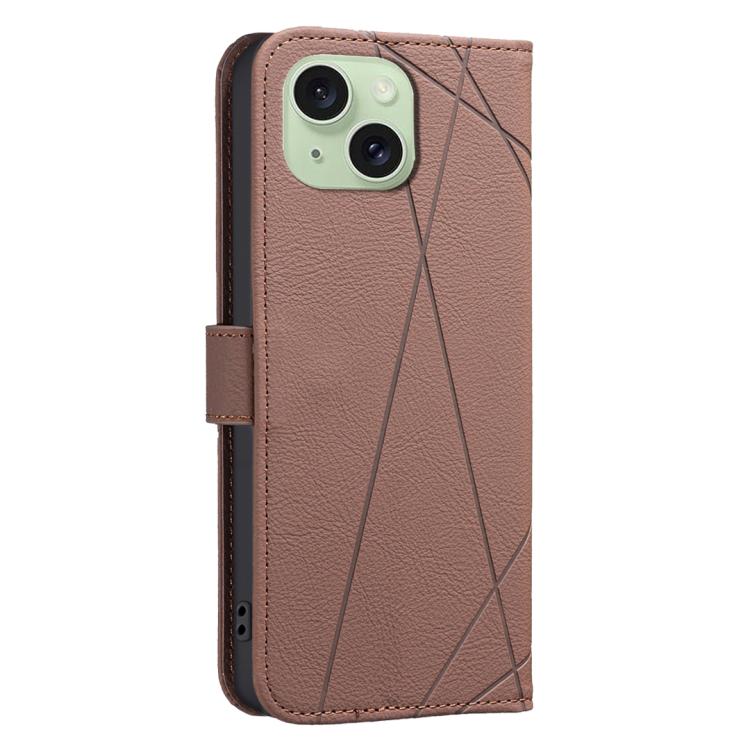 For iPhone 14 Plus / 15 Plus Geometric Pattern RFID Leather Phone Case