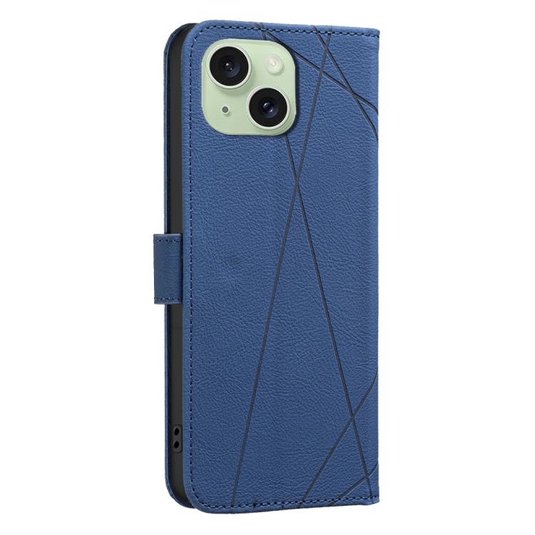 For iPhone 14 Plus / 15 Plus Geometric Pattern RFID Leather Phone Case