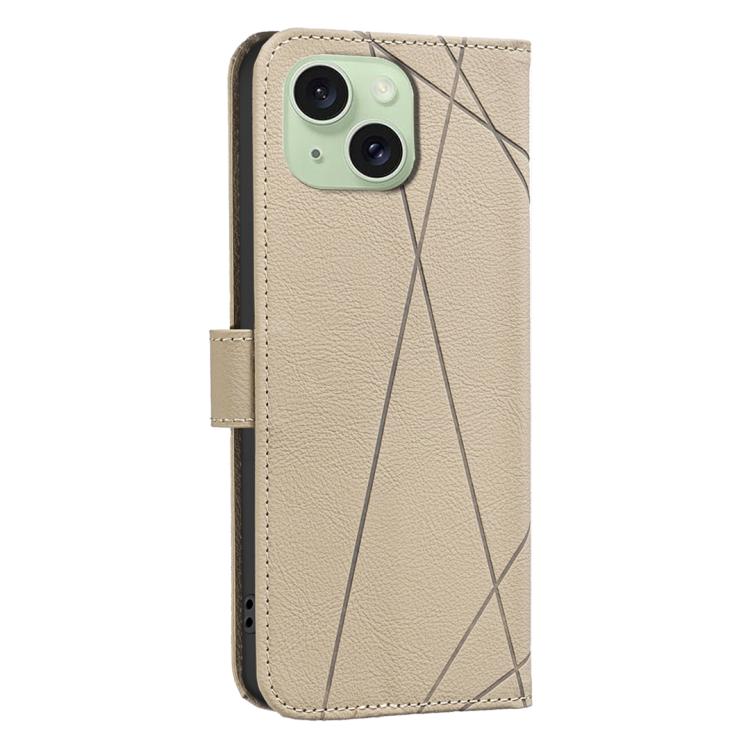 For iPhone 14 Plus / 15 Plus Geometric Pattern RFID Leather Phone Case