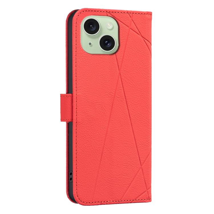 For iPhone 14 Plus / 15 Plus Geometric Pattern RFID Leather Phone Case