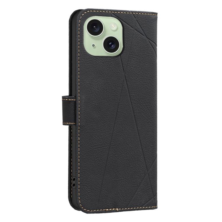 For iPhone 14 Plus / 15 Plus Geometric Pattern RFID Leather Phone Case