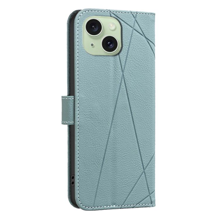 For iPhone 14 Plus / 15 Plus Geometric Pattern RFID Leather Phone Case