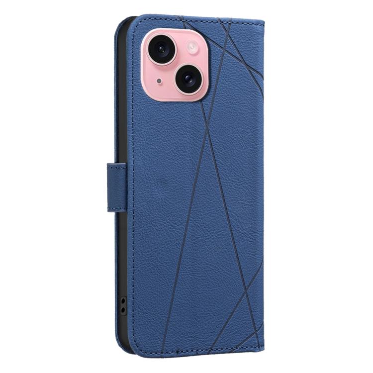 For iPhone 15 Geometric Pattern RFID Leather Phone Case