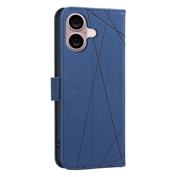 For iPhone 16 Geometric Pattern RFID Leather Phone Case